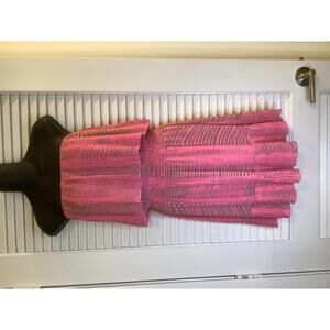 Parker Strapless Pleated Pink Green Dress S Flirty Party